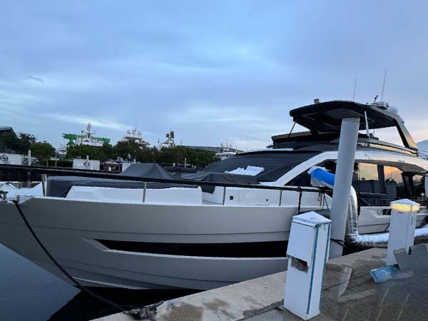 Paint Protection Film applied to a boat for scratch and UV resistance.